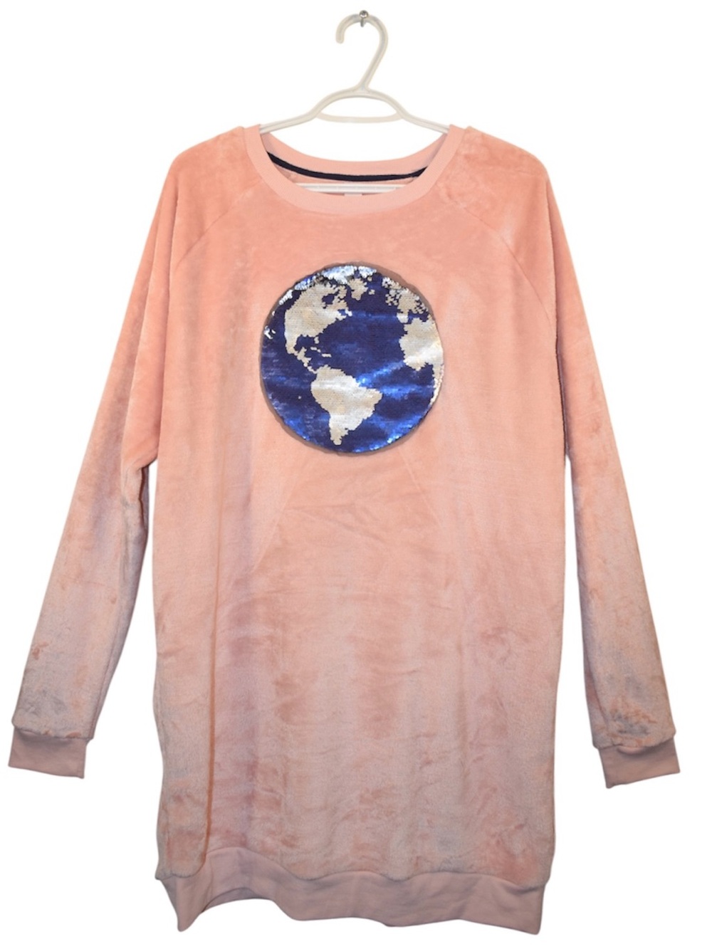 George Pink Plush Sweatshirt with Navy Trim